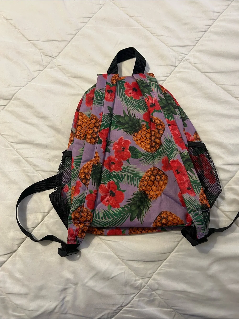 Hawaiian Pineapple Print Mini Backpack - Purple - Picture 2 of 9